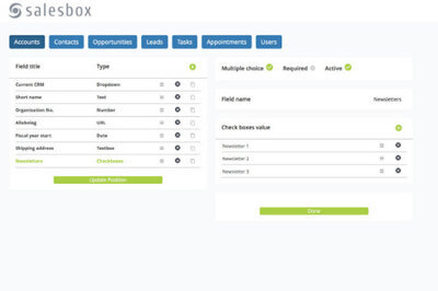 Salesbox custom fields screenshot